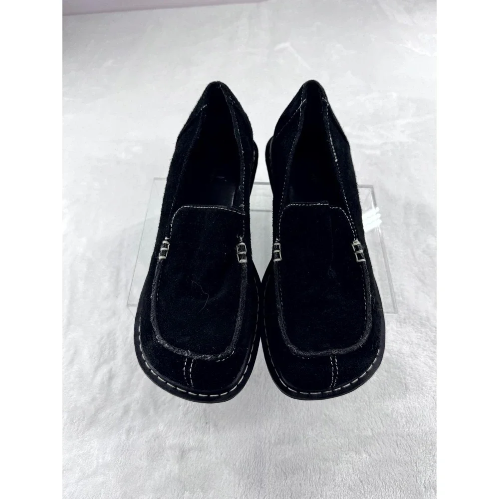 Passports‎ Loafers Shoes Women's 8m Black Suede Leather Slip-On Moc Toe Comfort